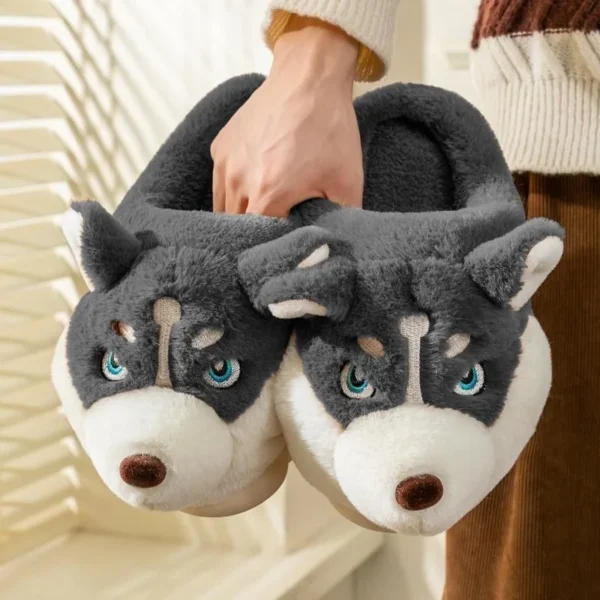 Husky Dog Plush Slippers