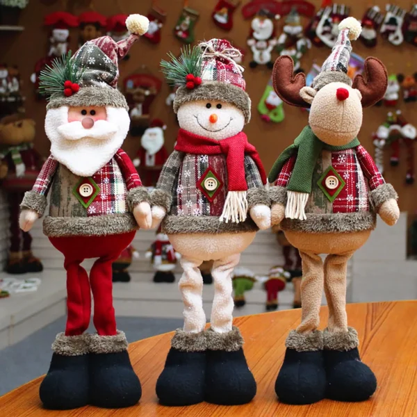 Santa Claus Snowman Elk Plush Ornaments - Xmas Tree Decor Kids Holiday Plushies Gift Ideas 2025