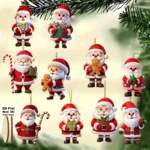 10Pcs Christmas Wooden Ornaments – Gingerbread Man & Santa Claus 2D Flat Pendants - Image 4