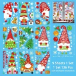 Christmas Window Sticker Set – 136pcs Elf, Snowman, Reindeer & Santa Designs - Image 7
