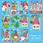 Christmas Window Sticker Set – 136pcs Elf, Snowman, Reindeer & Santa Designs - Image 6